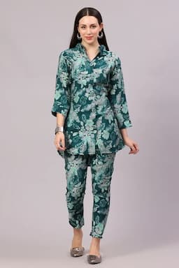 Polyester Printed Co-ord Set for Women 018602GREXXL