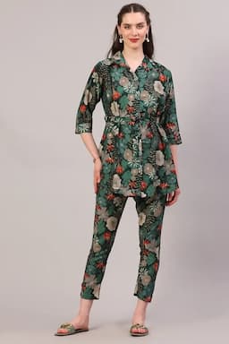 Polyester Printed Co-ord Set for Women 018605GREXXL