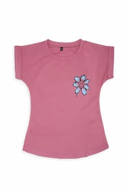 Girl's Cotton Lycra Printed T-shirt 0188041718YRSDUSPIN