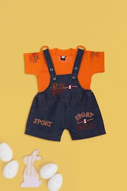 Baby Boy's Cotton T-shirt with Dungaree Set (2-Pcs Set) 019029ORA612