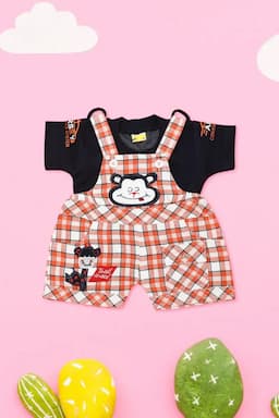 Baby Boy Cotton T-shirt with Dungaree Set (2-Pcs Set) 019033NAVBLU612