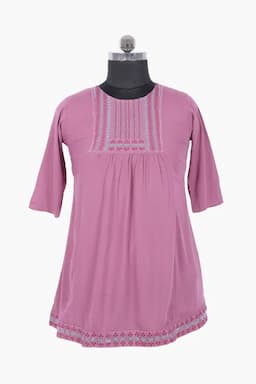 Cotton Blend Embroidered Kurti for Women 01916436DUSPIN