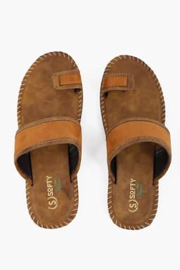 Slip-On Synthetic Leather Slippers for Men 0196969TAN