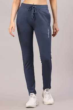 Cotton Lycra Blend Solid Track Pants for Women 020698XXLBLUGRE