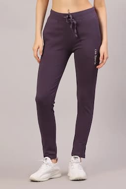 Cotton Lycra Blend Solid Track Pants for Women 020698XXLPUR