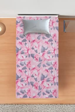 Cotton Blend Single Size Bedsheet, Floral Printed – 1 Pc 025166SINPIN