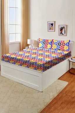 Cotton Blend Double Size Bedsheet with Pillow Covers – 3 Pcs 025175DOUMUL