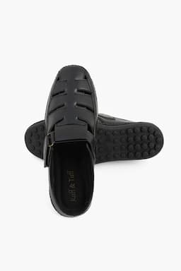 Synthetic Leather Slip-On Strappy Sandals for Men 0264288BLA