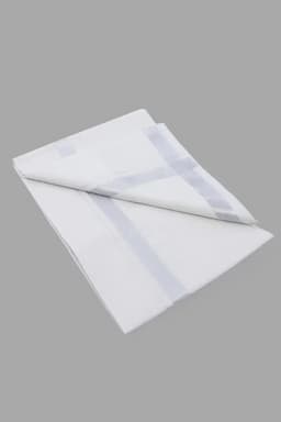 Men's Cotton Dhoti with Matching Zari Border 027646SIL2MTR