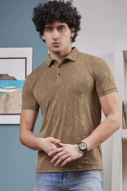 Men's Knitted Cotton Polo T-shirt 02847444BRO