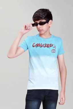 Cotton Printed Round Neck T-shirt for Boys 03102878YRSMUL
