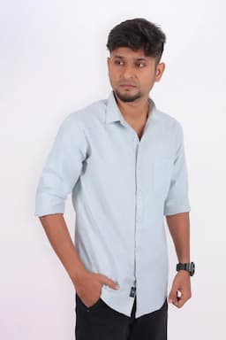 Cotton Solid Full Sleeve Shirt for Men 033268LIGGREM