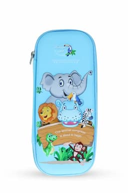 Kingo Box Animal Themed Pencil Pouch (Sky Blue) 033927SKYBLU