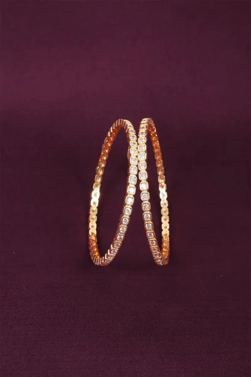 Gold Plated Square AD Stone Bangles for Women