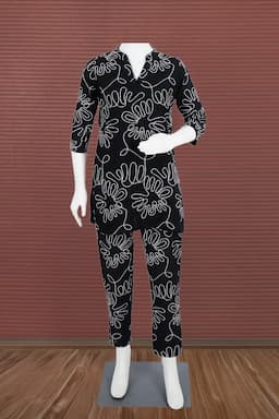 Cotton Embroidered Co-ord Set for Women 035147BLAL