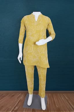 Cotton Embroidered Co-ord Set for Women 035147LIMYELL